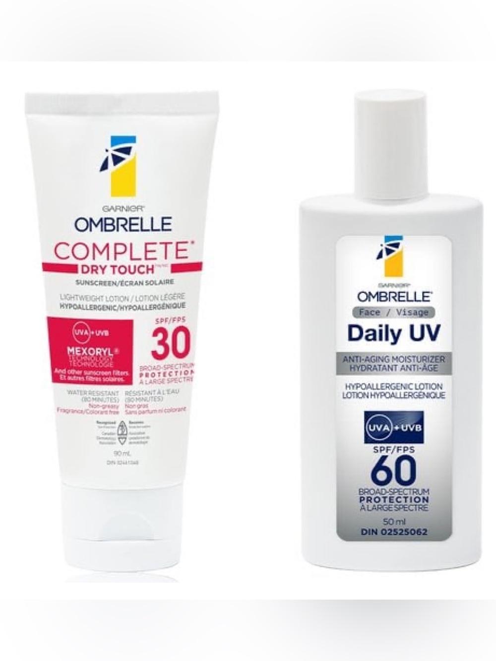 Ombrelle Complete Dry Touch Sunscreen Lotion SPF30 & Daily UV Moisturizing SPF60